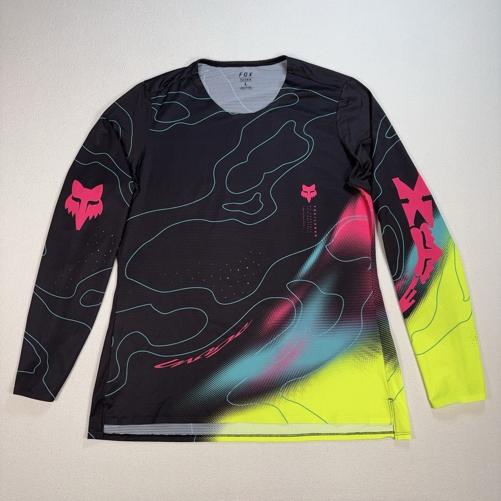 Fox Racing FlexAir Jersey Shirt Women's L Black Lunar MTB Mountain Bike Cycling